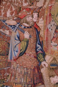 Vlaamse wandtapijt. Serie Moraliteiten: De deugd van de eerbewijzen. Ca 1520. (detail)