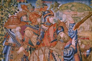 Vlaamse wandtapijt. Serie Moraliteiten: De deugd van de eer. Ca 1520. (detail)