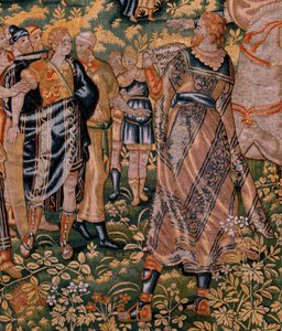 Vlaamse wandtapijt. Serie Verhaal van Cyrus. Nr. II Astyages herkent Cyrus. Anoniem, gebaseerd op Michiel Coxcie. Atelier Antwerpen. Ca 1590. door Flemish School