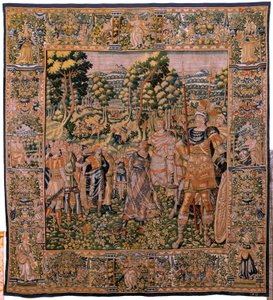 Vlaamse wandtapijt. Serie Verhaal van Cyrus. Astyages herkent Cyrus. Anoniem, gebaseerd op Michiel Coxcie. Ca 1590. door Flemish School