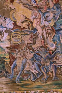 De Apocalyps: Sint-Michiel verslaat de draak (detail) door Flemish School