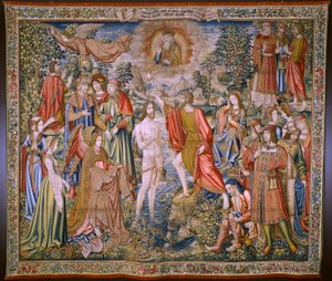 Vlaamse wandtapijt. Serie De geschiedenis van Johannes de Doper: De doop van Christus. Atelier Brussel. 1515-1520