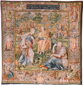 Vlaamse wandtapijt. Serie De Zeven Deugden. Gematigdheid. Ca 1560-1570.