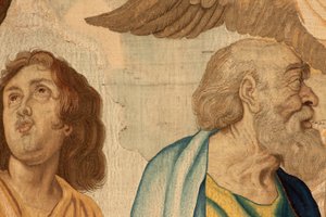 Vlaamse wandtapijt. Serie De Triomf van de Eucharistie. De vier evangelisten. Elfde wandtapijt in de serie. Model Peter Paul Rubens. 1626-1628. Fabrikant Jan II Raes, Hans Vervoert, Jacques Fobert, Brussel. door Flemish School