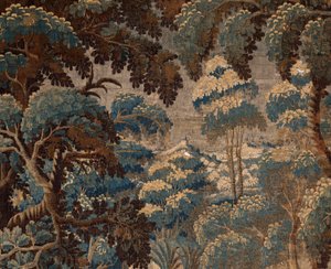 Vlaamse wandtapijt. Verdure. Eind 17e-begin 18e eeuw. Eigendom van de kerk Sint-Walburgakerk Oudenaarde (Dekenij van de Sint-Walburga).