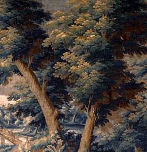 Vlaamse wandtapijt. Verdure. Eind 17e-begin 18e eeuw. Eigendom van de kerk Sint-Walburgakerk Oudenaarde (Dekenij van de Sint-Walburga). (detail) door Flemish School