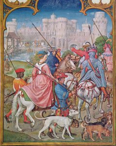 Fol.8v Maand augustus: Vertrek voor de jacht, uit het Breviarium Grimani, ca. 1515 door Flemish School