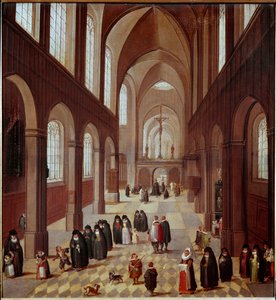 Interieur van de kerk door Flemish School