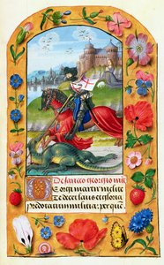 St. Joris en de Draak, uit een Getijdenboek, waarschijnlijk Brugge, ca.1500-05 door Flemish School