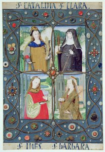 Marlay Cutting SP.5: Vier vrouwelijke heiligen, uit een Getijdenboek geproduceerd in Gent of Brugge, c.1510 door Flemish School