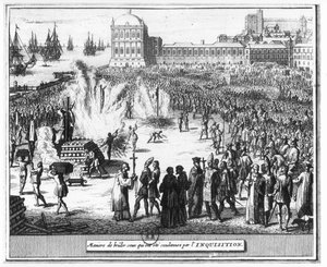 Methode van verbranding van degenen die door de Inquisitie zijn veroordeeld door Flemish School