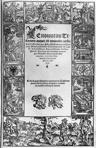 Nieuwe Testament titelpagina van een Franse vertaling door Jacques Lefevre dEtaples gepubliceerd in Antwerpen in 1531