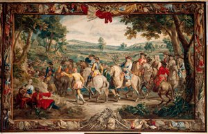 Paleis. Vlaamse wandtapijt. Brussel atelier Judocus De Vos. Ontwerp Lambert De Hondt. De mars. Ca 1715 - 1724.