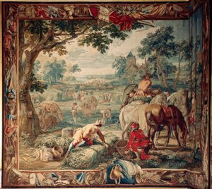 Paleis (Schlossanlage Schleissheim). Vlaamse wandtapijt. Brusselse atelier Judocus De Vos. Ontwerp Lambert De Hondt. Voederen. Ca 1715 - 1724.