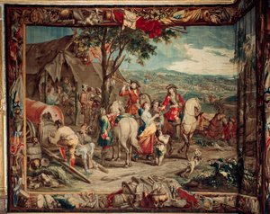 Paleis (Schlossanlage Schleissheim). Vlaamse wandtapijt. Brusselse atelier Judocus De Vos. Ontwerp Lambert De Hondt. Kamp. Ca 1715 - 1724. door Flemish School