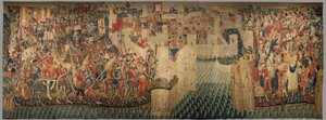 De inname van Tanger. Serie Veroveringen van koning Alfonso I van Portugal door Flemish School