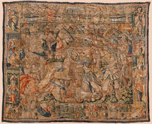Parochiemuseum van wandtapijten (Museo Parroquial de Tapices de Pastrana). Vlaamse wandtapijt. Gevecht tussen Alexander en Darius bij Ipso. Brussel. Wol en zijde. 16e eeuw. 510x419cm. door Flemish School