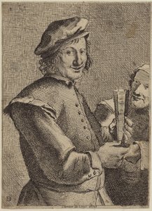 Portret van een lachende jonge man door Flemish School