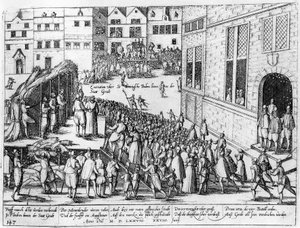 Scènes van de Spaanse Inquisitie in Gent, juni 1578 door Flemish School