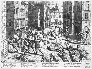 Scènes van de Spaanse woede in Antwerpen, 1576 door Flemish School