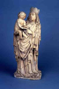 Beeld van de Madonna en Kind uit Luik of Maasvallei (albast) door Flemish School