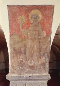 St. Bernardinus van Siena, muurschildering uit de crypte door Flemish School