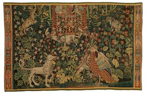Wandtapijt, Park au Cerfs fragment, gemaakt c.1500-25 door Flemish School