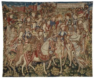 Wandtapijt met Hercules en zijn metgezellen op de berg Olympus, mogelijk gemaakt in Doornik, ca. 1465-70
