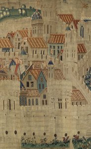 Wandtapijt met de veroveringen van koning Alfons V van Portugal (Conquistas de Alfonso V de Portugal), Tournai. Detail door Flemish School