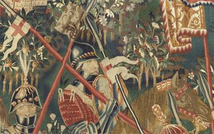 Tapijt met de veroveringen van koning Alfonso V van Portugal (Conquistas de Alfonso V de Portugal), Tournai (detail) door Flemish School