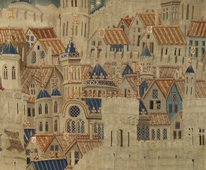 Wandtapijt met de veroveringen van koning Alfons V van Portugal door Flemish School