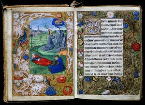 De Agonie in de Tuin, miniatuur uit het Stafford Gebedenboek door Flemish School