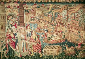 De Aankomst van Vasco da Gama (ca. 1469-1524) in Calcutta, 20 mei 1498 door Flemish School