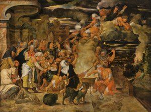 De heksensabbat (olieverf op paneel)