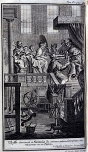 Ullysse vraagt Alcinous om de nodige hulp om naar zijn vaderland terug te keren. Illustratie voor boek VII van de Odyssee van Homeros, gepubliceerd in Amsterdam in 1731, privécollectie Milaan door Flemish School