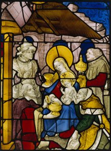 Raam met de Aanbidding der Koningen (glas-in-lood) door Flemish School