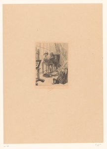 Oude man leest in een studeerkamer
