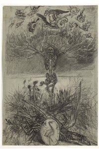 Dutch: Definitieve tekening voor het frontispice Les Epaves van Charles Baudelaire door Félicien Rops