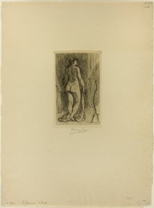 Staande vrouw met bont door Félicien Rops