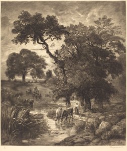 Avond door Félix Bracquemond after Théodore Rousseau