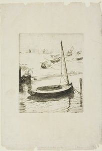 De boot met neergelaten zeil door Félix Henri Bracquemond
