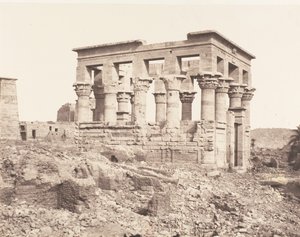 Ile de Fileh Philæ, gebouw van het oosten - Laterale zijde gezien vanaf punt D, 1851-52, gedrukt 1853-54 door Félix Teynard