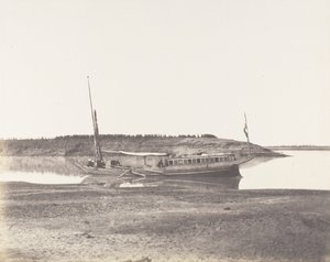 Louksor, Kleine Arm van de Nijl - Reizigersboot door Félix Teynard