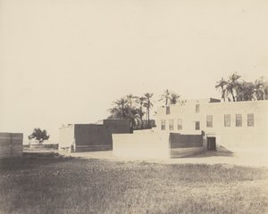 Syout, Arabische woningen aan de oever van de Nijl, 1851-52, gedrukt 1853-54 door Félix Teynard