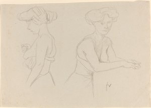 Twee Studies van een Vrouw die Zich Kleedt