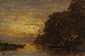 De Seine bij Billancourt, zonsondergang, 2e helft van de 19e eeuw