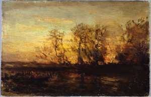 Zonsondergang, tussen 1850 en 1860 door Félix Ziem