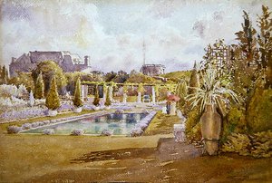 Een uitzicht op de tuin van een kasteel in Frankrijk door Florence Vincent Robinson