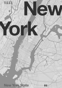 New York minimalistische kaart