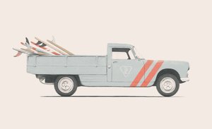 Pick-up auto met surfplanken